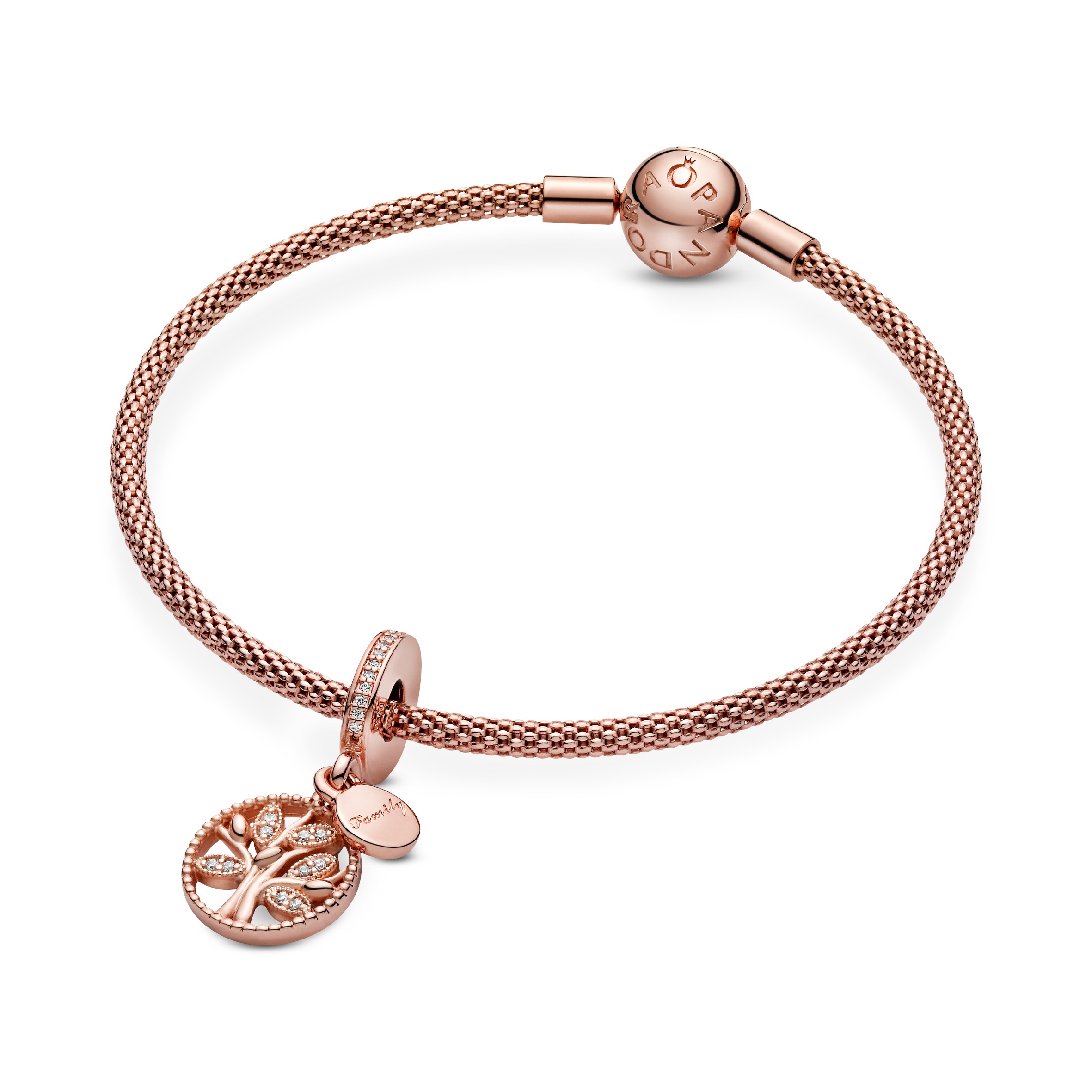Bilde nummer 4 av Pandora Moments, Charm i 925 rosèforgylt sølv med livets tre