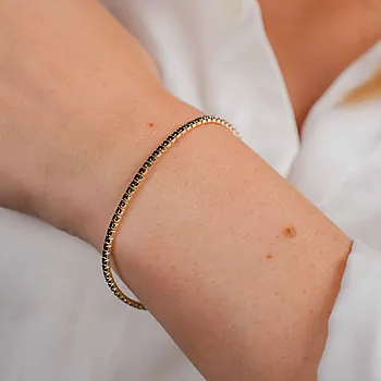 Bilde nummer 2 av Glitz armbånd i 925 forgylt sølv med sort zirkonia