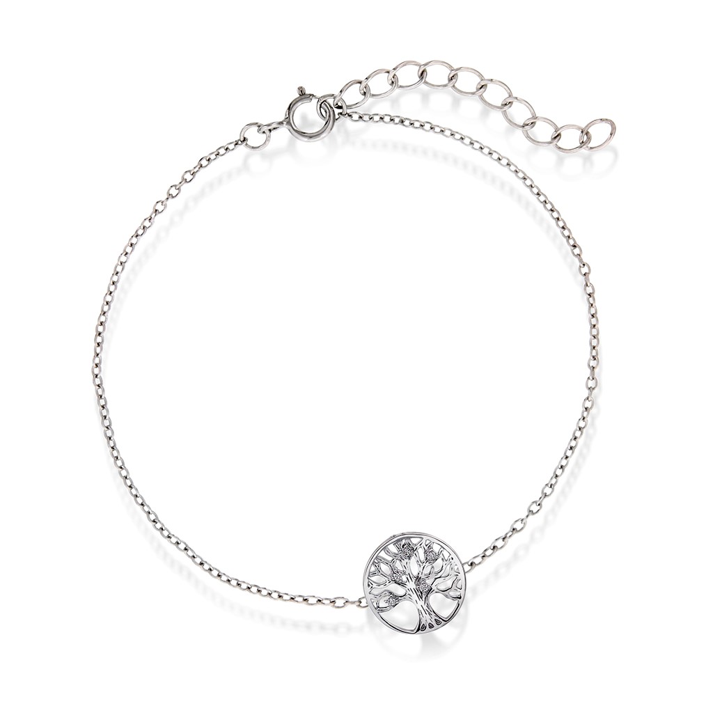Pan Jewelry, Armbånd i 925 sølv med zirkonia og livets tre