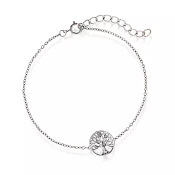 Pan Jewelry, Armbånd i 925 sølv med zirkonia og livets tre