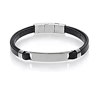 Alexander, Armbånd i stål og sort skinn