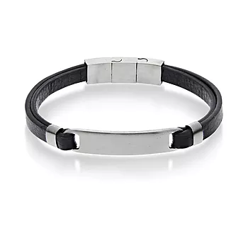 Alexander, Armbånd i stål og sort skinn