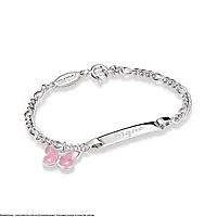 Bilde nummer 3 av Armbånd til barn i 925 sølv med rosa sommerfugl og graveringsplate