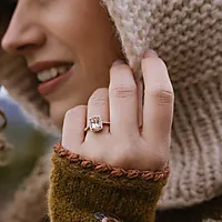 Bilde nummer 2 av Jacqueline diamantring i 375 roségull 0,20 ct med morganitt
