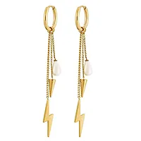 Peak øreringer i forgylt stål med perle