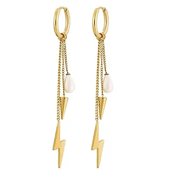 Peak øreringer i forgylt stål med perle