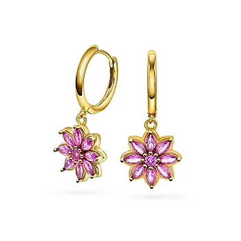 Lush øreringer i 925 forgylt sølv med blomst