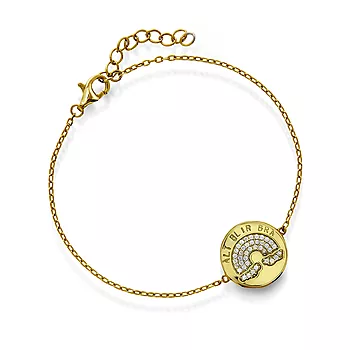 Pan Jewelry, Armbånd i 925 forgylt sølv med hvite zirkonia og teksten “Alt blir bra”