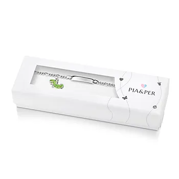 Bilde nummer 2 av Armbånd til barn i 925 sølv med grønn dinosaur og graveringsplate