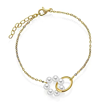 Harmoni armbånd i 925 forgylt sølv ferskvannsperler