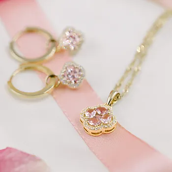 Bilde nummer 2 av Pan Jewelry, Ivy smykke i forgylt 925 sølv med rosa zirkonia