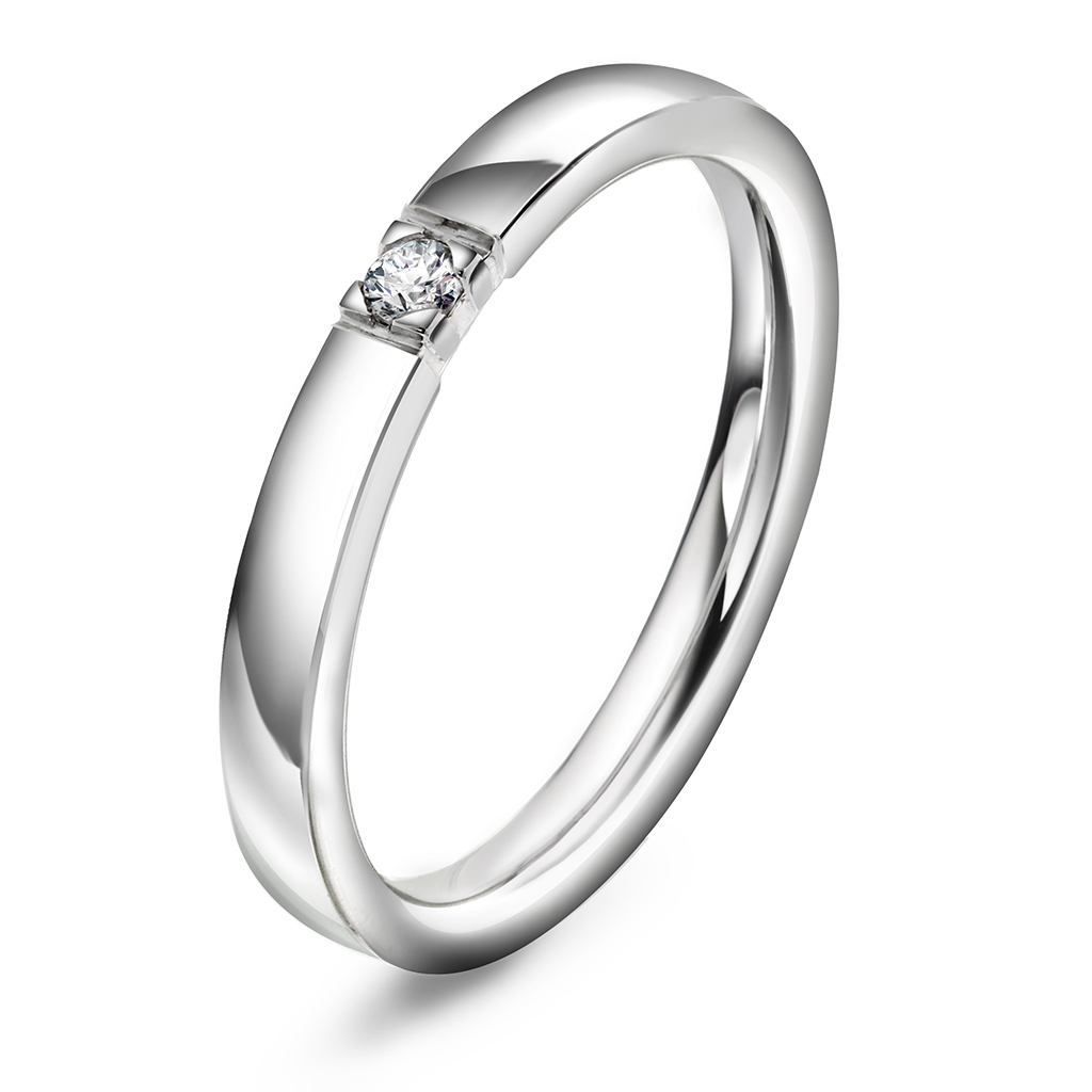 Pan Jewelry, Lady alliansering i 585 hvitt gull med diamant 0,05 ct TWSI