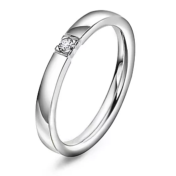 Pan Jewelry, Lady alliansering i 585 hvitt gull med diamant 0,05 ct TWSI