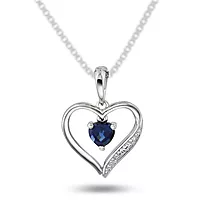 Pan Jewelry, Anheng i 585 hvitt gull med diamant 0,005 ct og safir