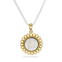 Pan Jewelry, Anheng i 585 gult gull med perlemor og blomstdesign