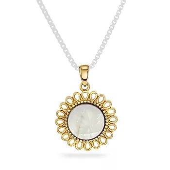 Pan Jewelry, Anheng i 585 gult gull med perlemor og blomstdesign