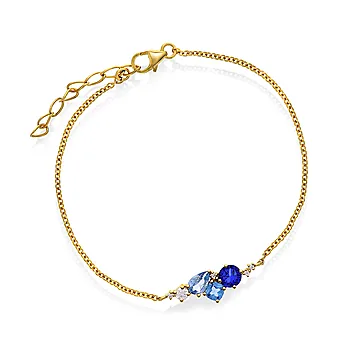 Pan Jewelry, Armbånd i forgylt 925 sølv med blå zirkonia