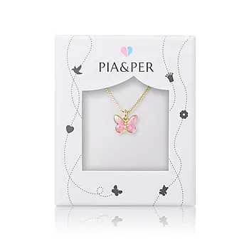 Bilde nummer 2 av Smykke til barn i 925 forgylt sølv med rosa sommerfugl