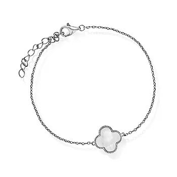 Kløver armbånd i 925 sølv med perlemor