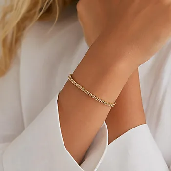 Bilde nummer 2 av Trinity armbånd i forgylt messing med champagnefarget zirkonia S/M