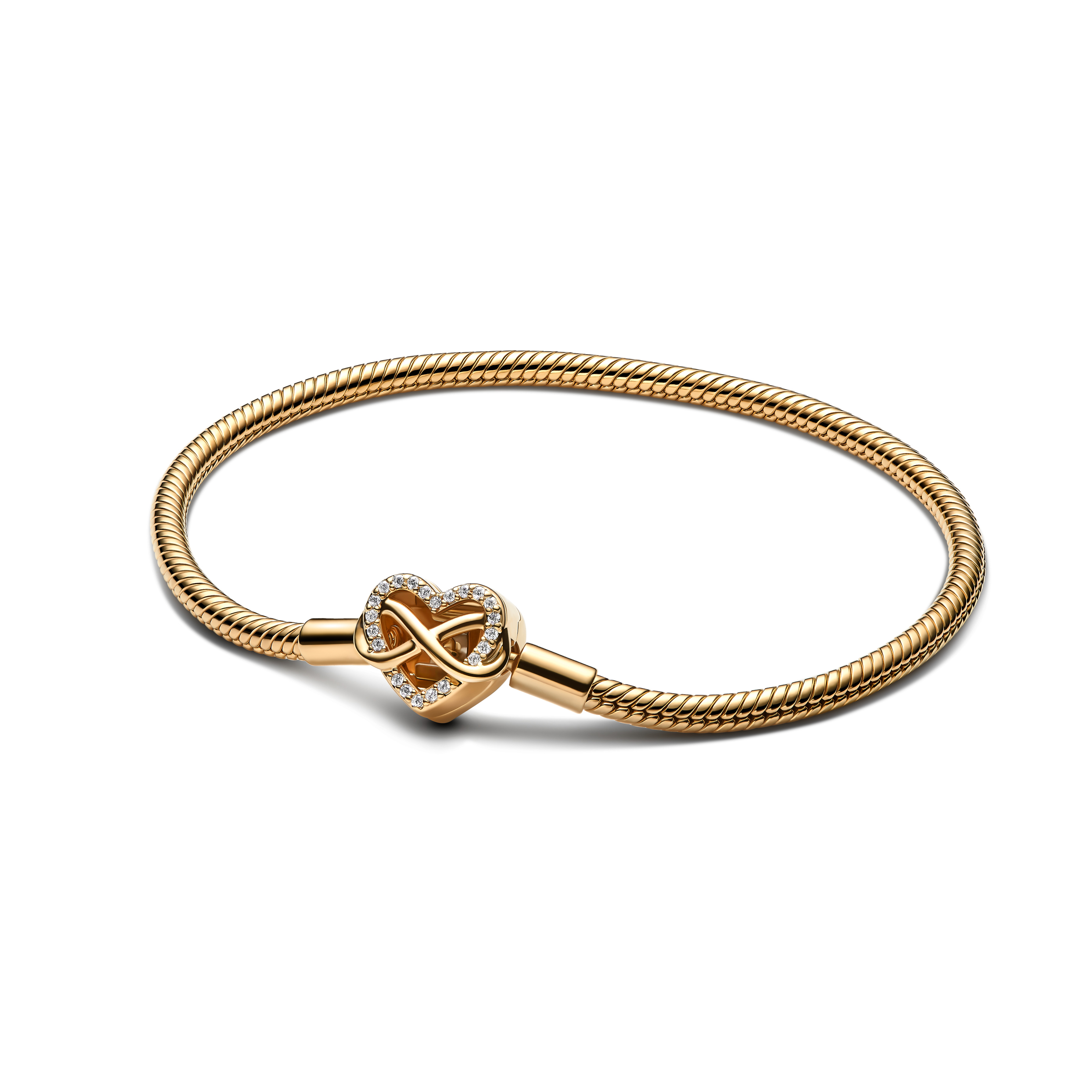 Snake chain 14k gold-plated bracelet with clear cubic zirconia