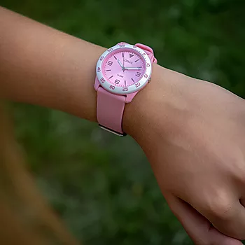 Bilde nummer 3 av Lorus, Barneklokke med stålkasse og lyserosa silikonrem