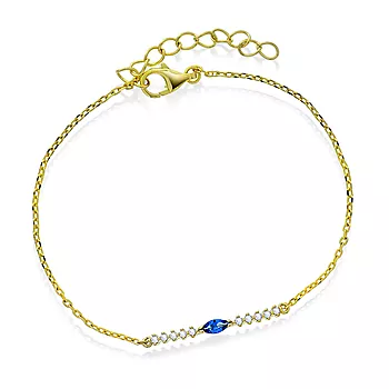 Pan Jewelry, Armbånd i forgylt 925 sølv med blå zirkonia