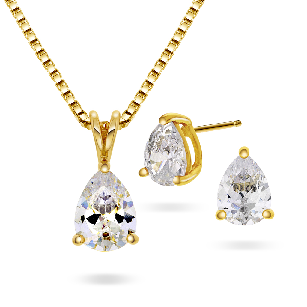 Pan Jewelry, Smykkesett i 925 sølv med zirkonia
