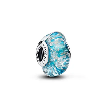 Charms i 925 sølv med turkis muranoglass