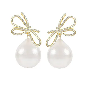 Ribbon øredobber i forgylt messing med sløyfe