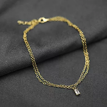 Bilde nummer 2 av Pan Jewelry, Ankelkjede i forgylt 925 sølv med 2 rader og zirkonia