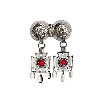 Halssølje i 830 oksidert sølv med sten