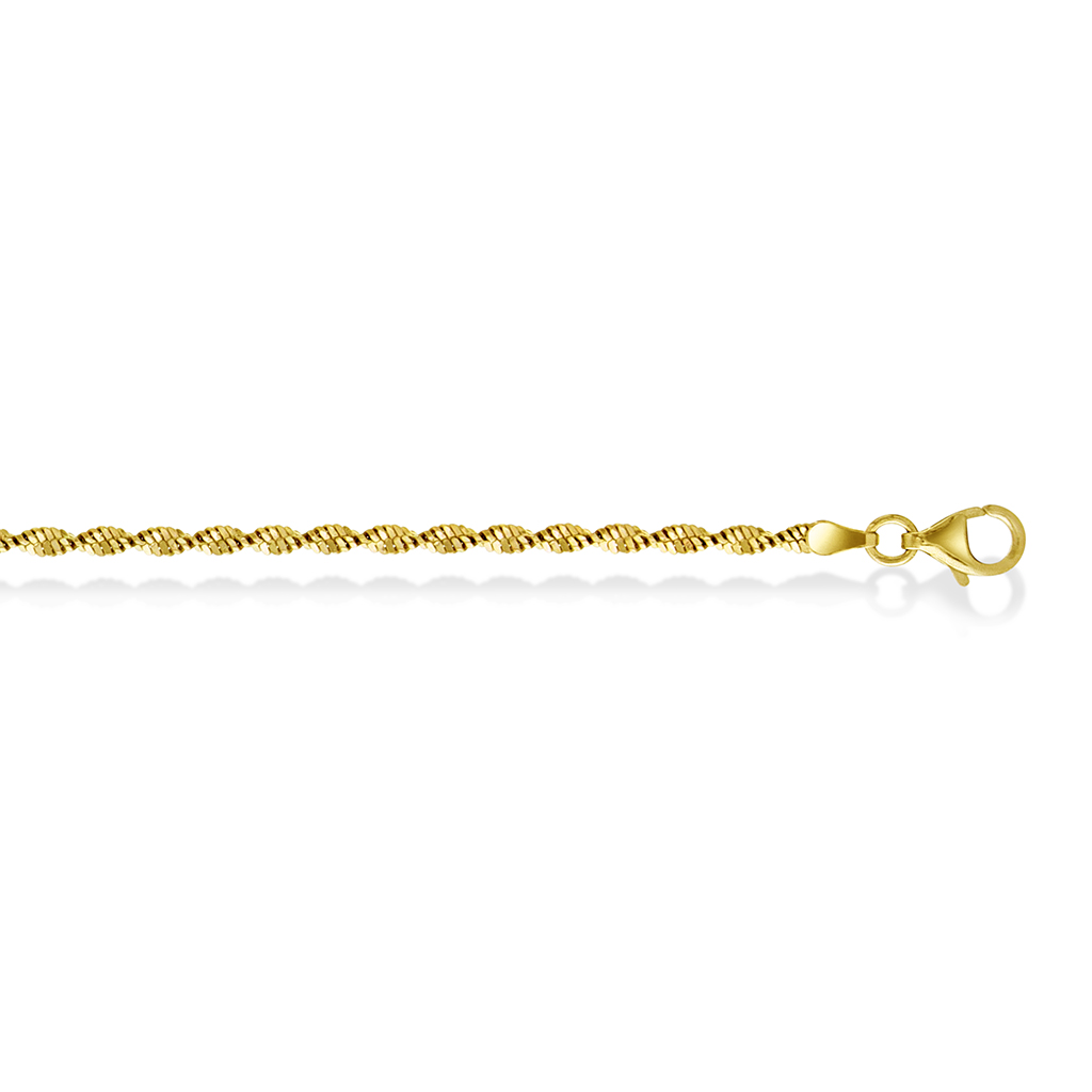 Pan Jewelry, Tvunnet kjede i forgylt 925 sølv 2,7 mm, 50 cm