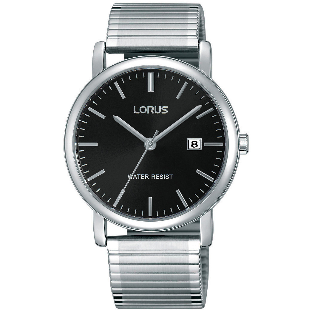 Lorus, Herreklokke i stål med lenke og sort skive