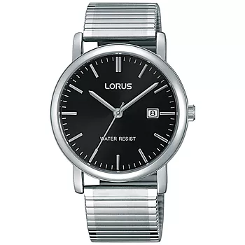 Lorus, Herreklokke i stål med lenke og sort skive