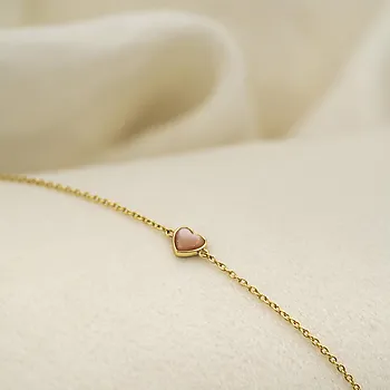Bilde nummer 2 av Armbånd i 925 forgylt sølv med rosa hjerte