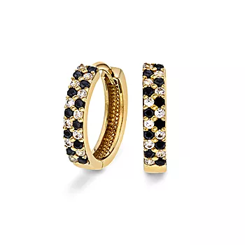Pan Jewelry, Øreringer i 585 gult gull med sorte zirkonia