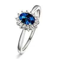 Gold Collection, Ring i 585 hvitt gull med diamanter 0,14 ct og safir