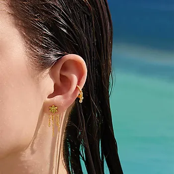 Bilde nummer 2 av Øreringer i 925 forgylt sølv med zirkonia