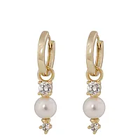 Eira øreringer i forgylt messing med perle