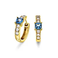 Pan Jewelry, Øreringer i 925 forgylt sølv med blå zirkonia