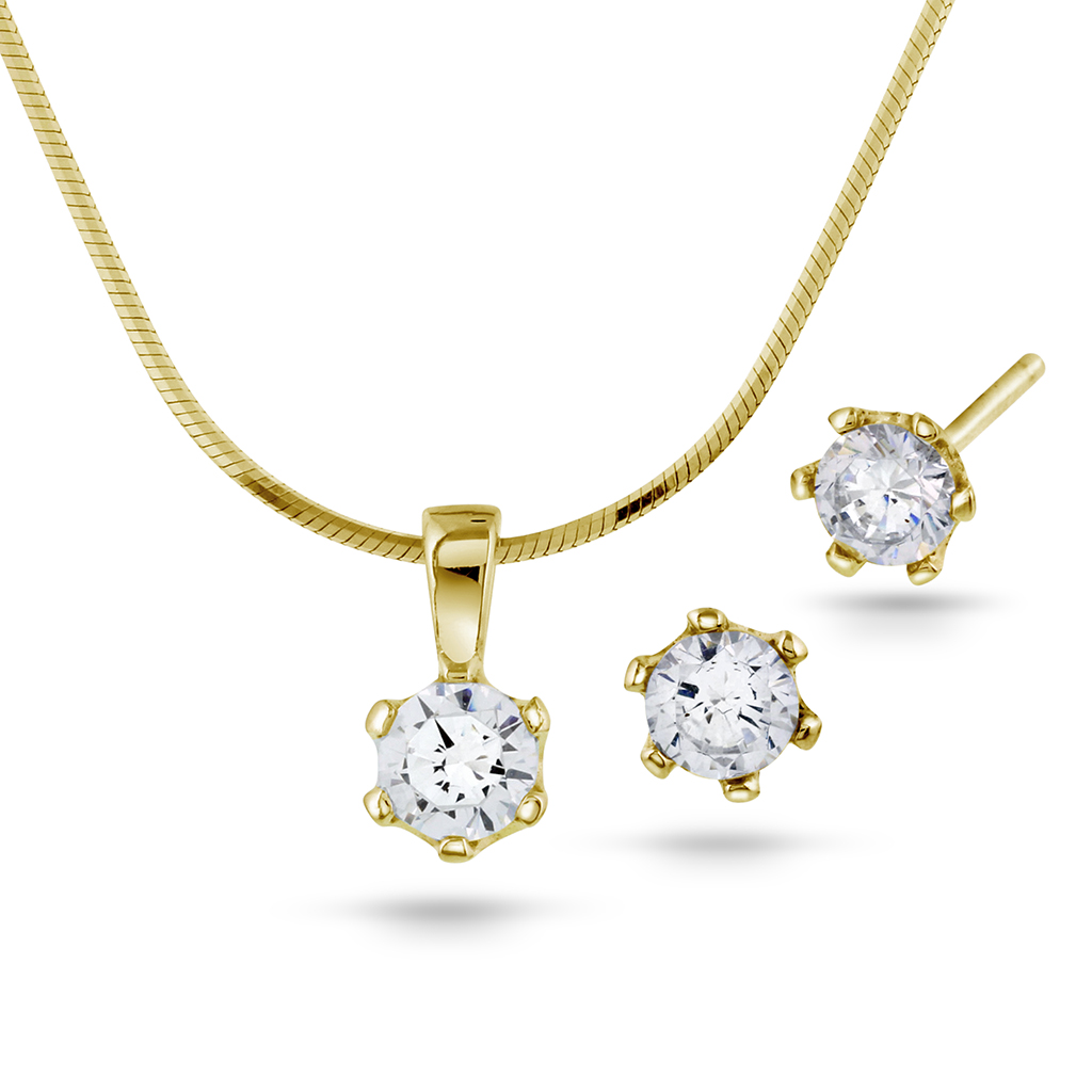 Pan Jewelry, Smykkesett i forgylt sølv med zirkonia
