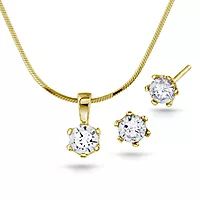 Pan Jewelry, Smykkesett i forgylt sølv med zirkonia
