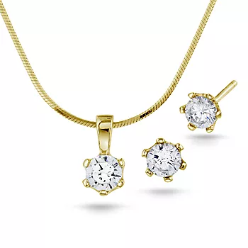 Pan Jewelry, Smykkesett i forgylt sølv med zirkonia