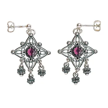 Øredobber Telemark i 830 oksidert sølv med sten