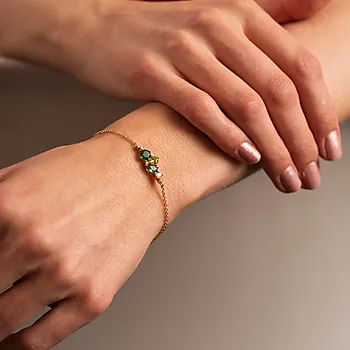 Bilde nummer 2 av Pan Jewelry, Armbånd i forgylt 925 sølv med grønne zirkonia