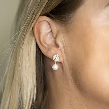 Bilde nummer 3 av Pan Jewelry, Øredobber i forgylt sølv med perlemor og zirkonia