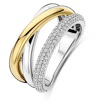 Ring i 925 forgylt sølv med zirkonia