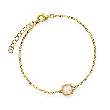 Armbånd i 925 forgylt sølv med rosa opal