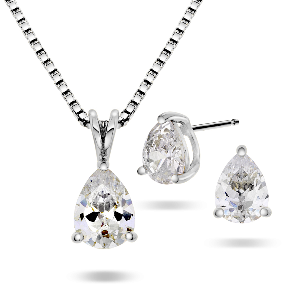 Pan Jewelry, Smykkesett i 925 sølv med zirkonia